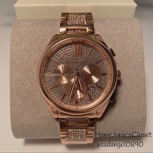 Michael Kors Janelle PaveRhinestoneRoseGold Watch